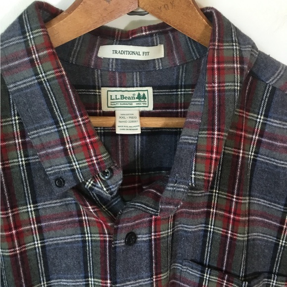LL Bean Scotch Plaid Flannel Shirt - Picture 3 of 6